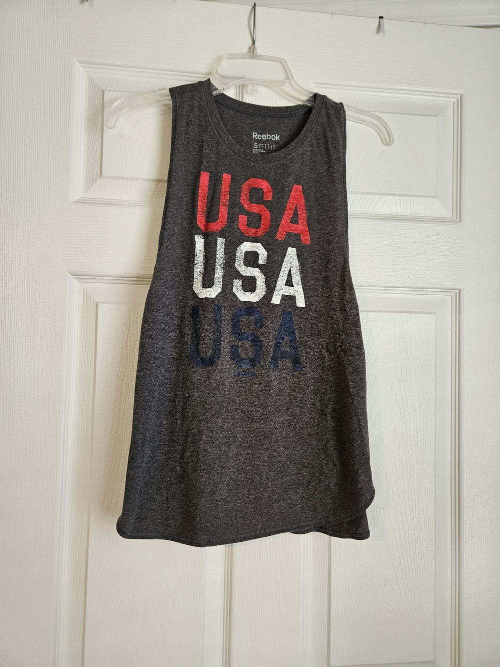 Reebok Gray Tank Top with Red White and Blue USA Graphic